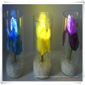Flores artificiales de Alillies LED con la taza de cristal para la promoción